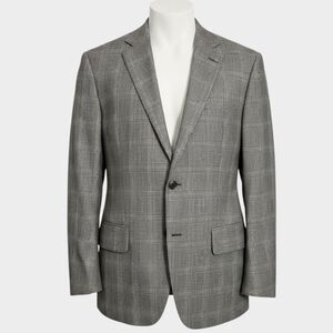 JOHN NORDSTROM Mens Blazer Sport Coat 2 Button Jacket 42R Gray Glan Plaid Wool